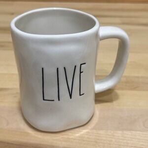 Rae‎ Dunn LIVE Farmhouse Cottagecore Minimalist White Ceramic Cup Mug